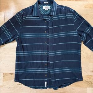 Original Penguin Dark Navy and Light Blue Horizontal Stripe Button-Down Shirt